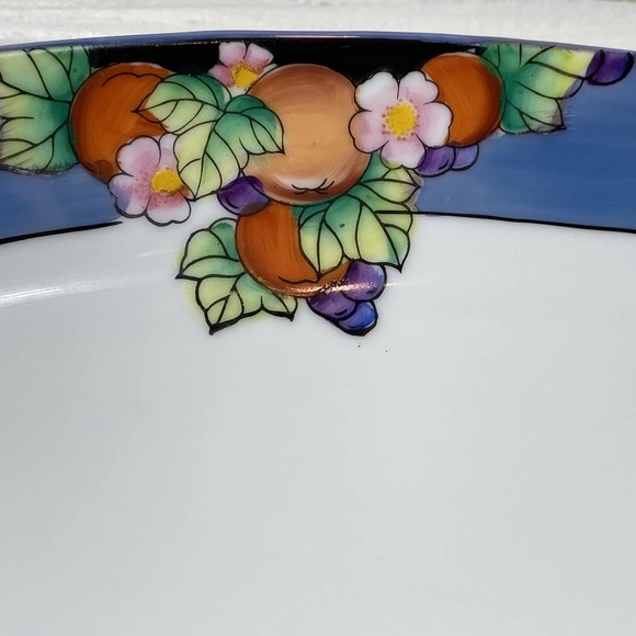 Noritake Lusterware Celery Dish & 6 Salt Dips Floral & Fruit Pattern, Japan Made - Picture 5 of 14